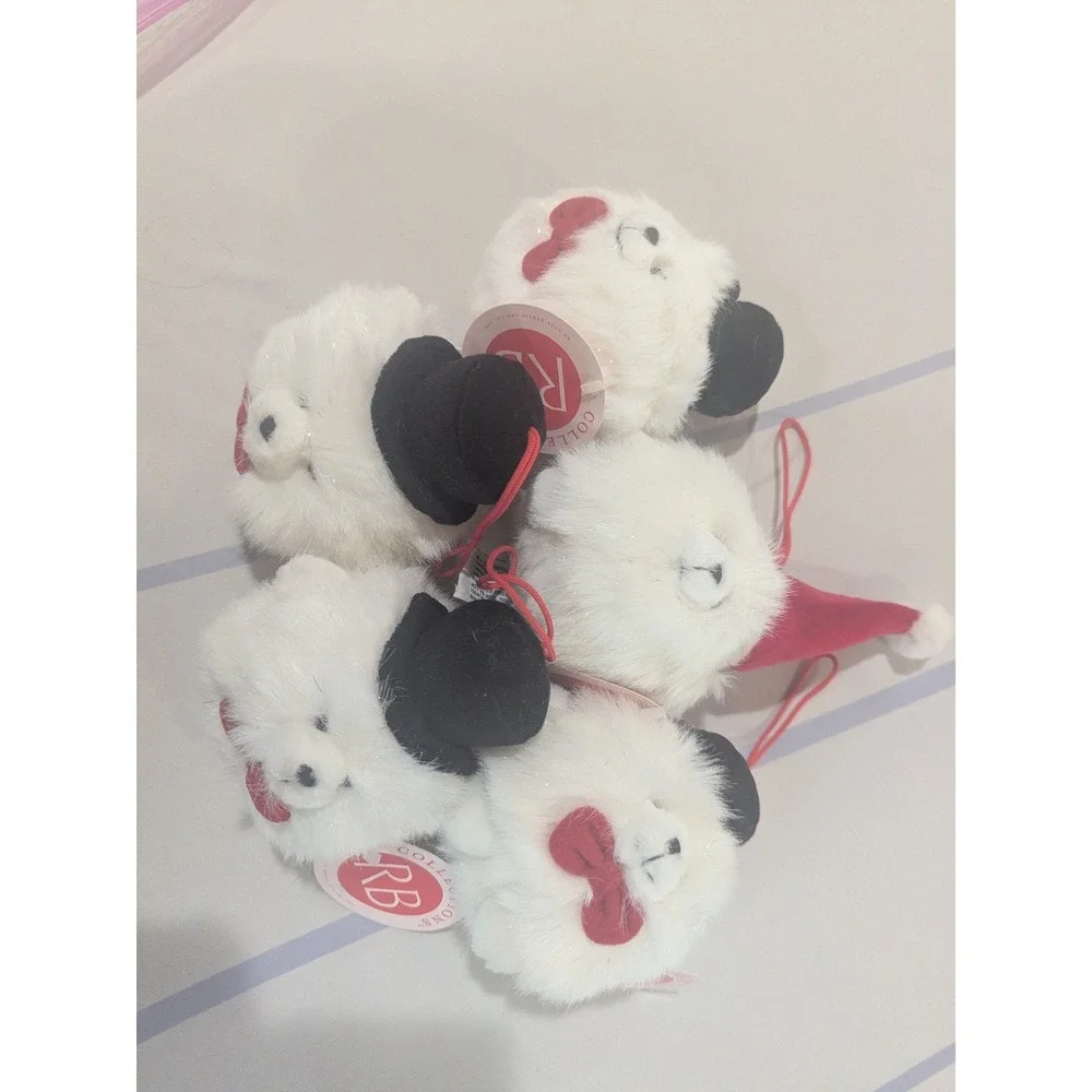 RB Collections  Small Furry White Bear Red Bow Tie 4 Top Hats 1 Lot Of 5